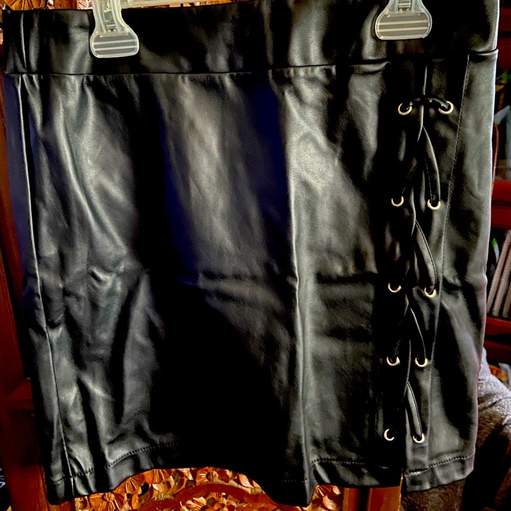 Black leather skirt